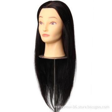 Fast delivery 100 human hair mannequin head with black long hair